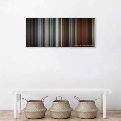 The Drop color palette canvas above a white bench with three woven baskets