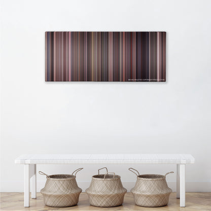 Honey, I Shrunk the Kids color palette canvas above a white bench with three woven baskets