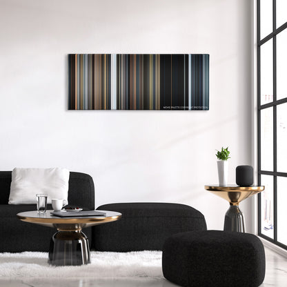 The 5th Wave color palette canvas above a black sofa with a gold-topped table