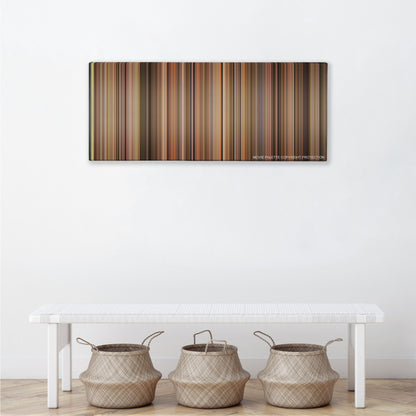 Bridge to Terabithia color palette canvas above a white bench with three woven baskets