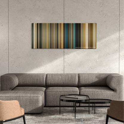 Faster color palette canvas on a concrete wall above a gray sectional sofa
