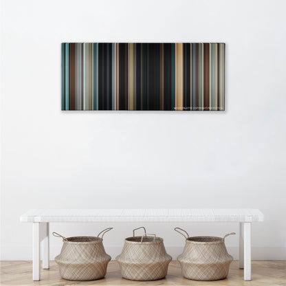 Dirty Harry color palette canvas above a white bench with three woven baskets