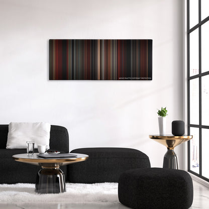 Mean Streets color palette canvas above a black sofa with a gold-topped table