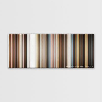 Downsizing color palette canvas print: thousands of thin vertical stripes of color