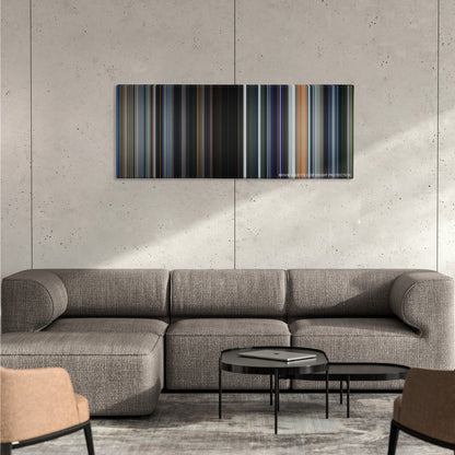Hulk color palette canvas on a concrete wall above a gray sectional sofa