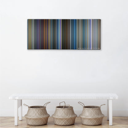 Pokemon Detective Pikachu color palette canvas above a white bench with three woven baskets