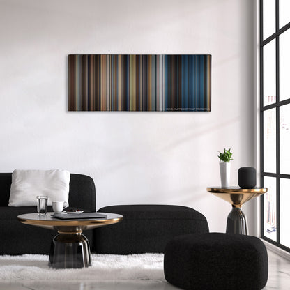 The Equalizer 2 color palette canvas above a black sofa with a gold-topped table