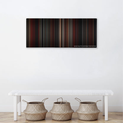 Mean Streets color palette canvas above a white bench with three woven baskets