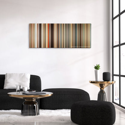 Gifted color palette canvas above a black sofa with a gold-topped table