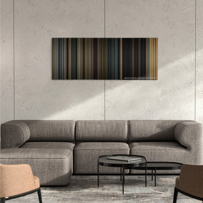 Noah color palette canvas on a concrete wall above a gray sectional sofa