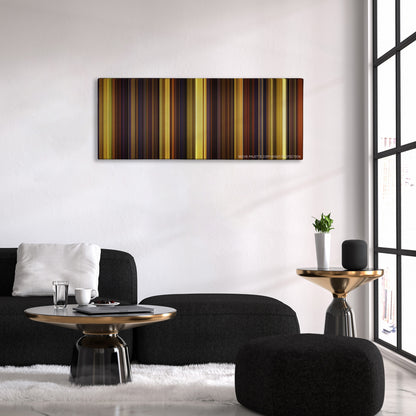 Magic Mike color palette canvas above a black sofa with a gold-topped table