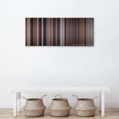 Wall Street color palette canvas above a white bench with three woven baskets