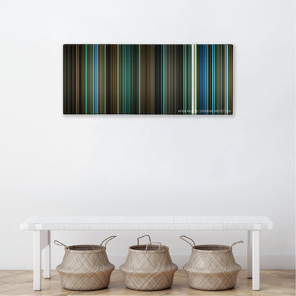 Attack the Block color palette canvas above a white bench with three woven baskets