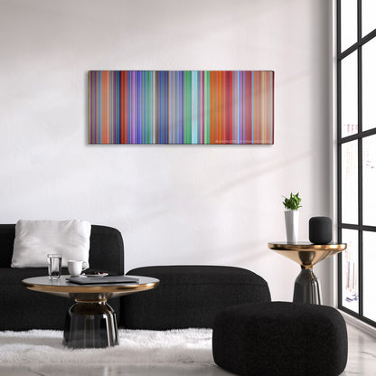 The Lego Batman Movie color palette canvas above a black sofa with a gold-topped table