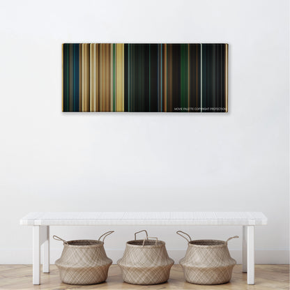 Legion color palette canvas above a white bench with three woven baskets