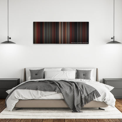 Mean Streets color palette canvas above a bed, between two black pendant lamps