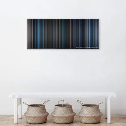 Sphere color palette canvas above a white bench with three woven baskets
