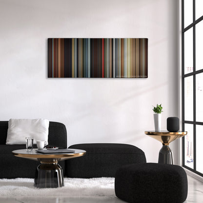 Jack the Giant Slayer color palette canvas above a black sofa with a gold-topped table