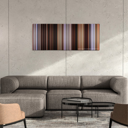 Just Like Heaven color palette canvas on a concrete wall above a gray sectional sofa