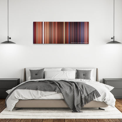 Shanghai Knights color palette canvas above a bed, between two black pendant lamps