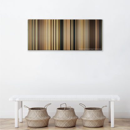 Saving Mr. Banks color palette canvas above a white bench with three woven baskets
