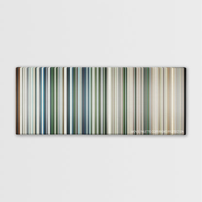 United 93 color palette canvas print: thousands of thin vertical stripes of color