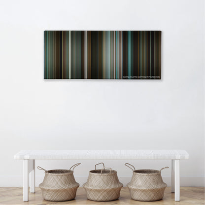 The Rum Diary color palette canvas above a white bench with three woven baskets