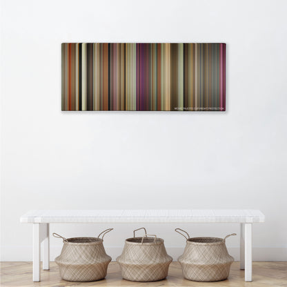I Now Pronounce You Chuck & Larry color palette canvas above a white bench with three woven baskets