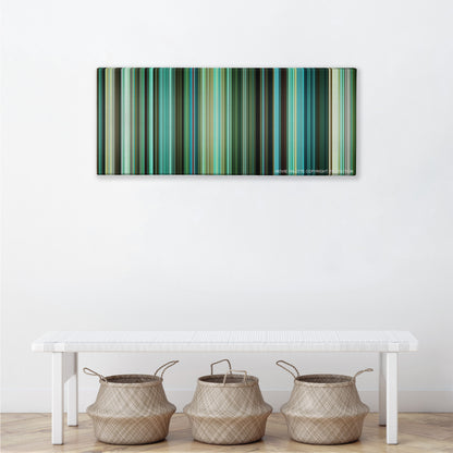 Venom color palette canvas above a white bench with three woven baskets