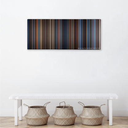 Captain America: The First Avenger color palette canvas above a white bench with three woven baskets