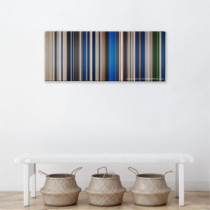Paranormal Activity 2 color palette canvas above a white bench with three woven baskets