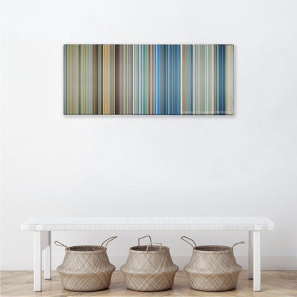 6 Underground color palette canvas above a white bench with three woven baskets