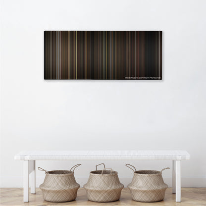 What We Do in the Shadows color palette canvas above a white bench with three woven baskets
