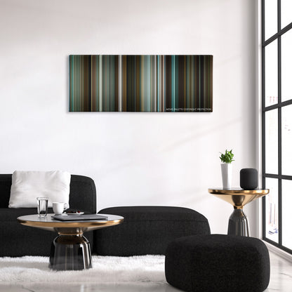 The Rum Diary color palette canvas above a black sofa with a gold-topped table