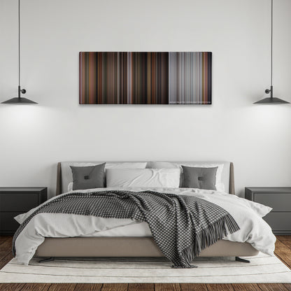 The Twilight Saga: Breaking Dawn - Part 2 color palette canvas above a bed, between two black pendant lamps
