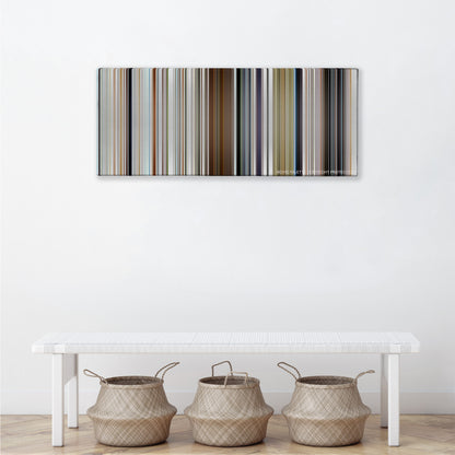 Searching color palette canvas above a white bench with three woven baskets