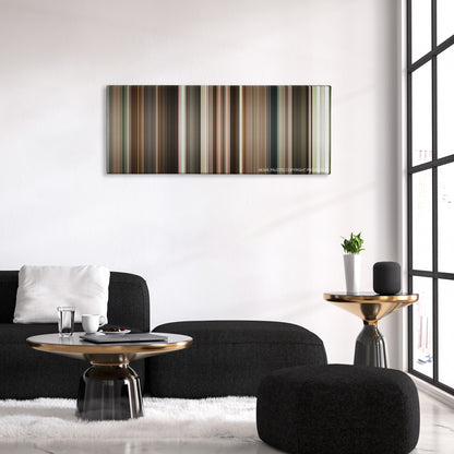A Dangerous Method color palette canvas above a black sofa with a gold-topped table