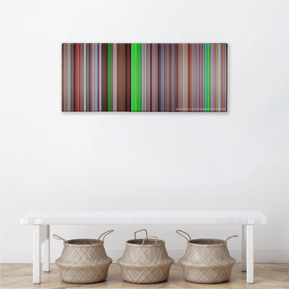 Natural Born Killers color palette canvas above a white bench with three woven baskets