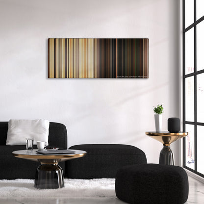 Green Zone color palette canvas above a black sofa with a gold-topped table