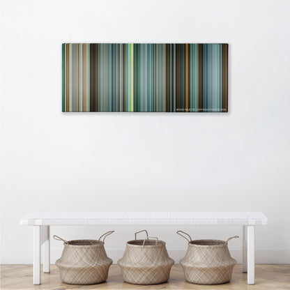 Green Street Hooligans color palette canvas above a white bench with three woven baskets