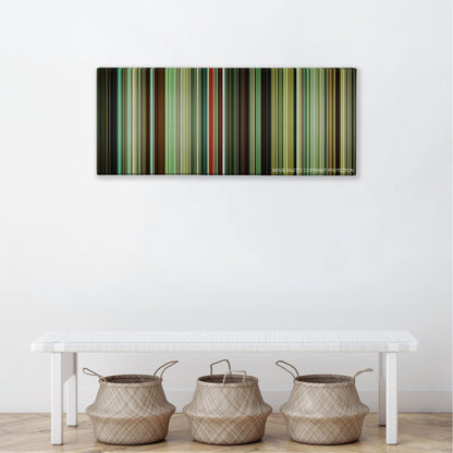 Elite Squad color palette canvas above a white bench with three woven baskets
