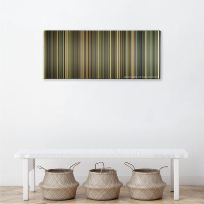 Ray color palette canvas above a white bench with three woven baskets