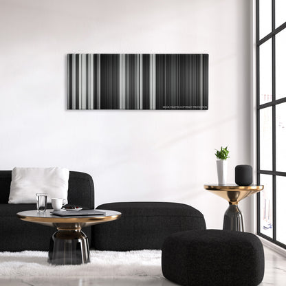 Frankenweenie color palette canvas above a black sofa with a gold-topped table
