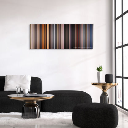 Born on the Fourth of July color palette canvas above a black sofa with a gold-topped table