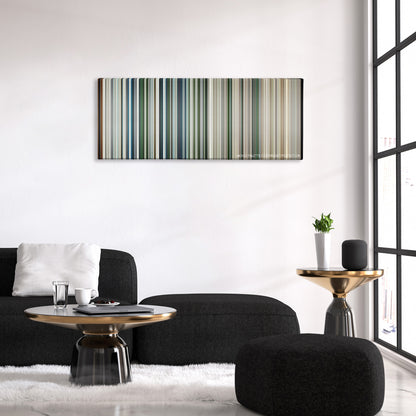 United 93 color palette canvas above a black sofa with a gold-topped table