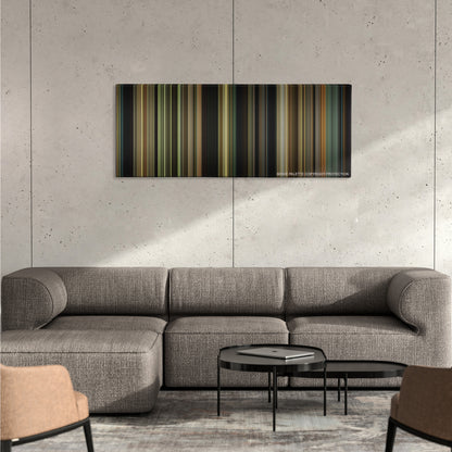 Lawless color palette canvas on a concrete wall above a gray sectional sofa