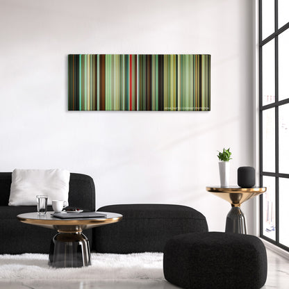 Elite Squad color palette canvas above a black sofa with a gold-topped table