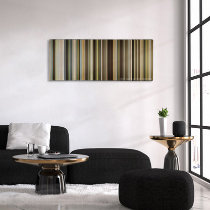 The Founder color palette canvas above a black sofa with a gold-topped table