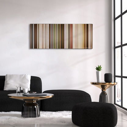 Marriage Story color palette canvas above a black sofa with a gold-topped table