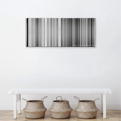 Wild Strawberries color palette canvas above a white bench with three woven baskets